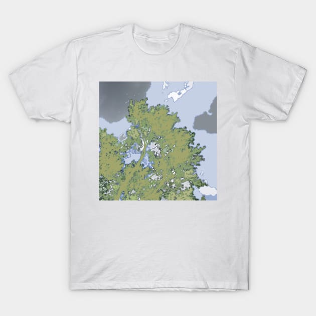 Robotic Treeline and Clouds, digital T-Shirt by djrunnels